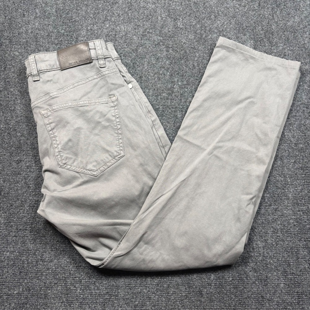 Peter Millar Wayfare Tailored Fit Men 31x30 Gray 2-Way Stretch Soft Touch Chinos